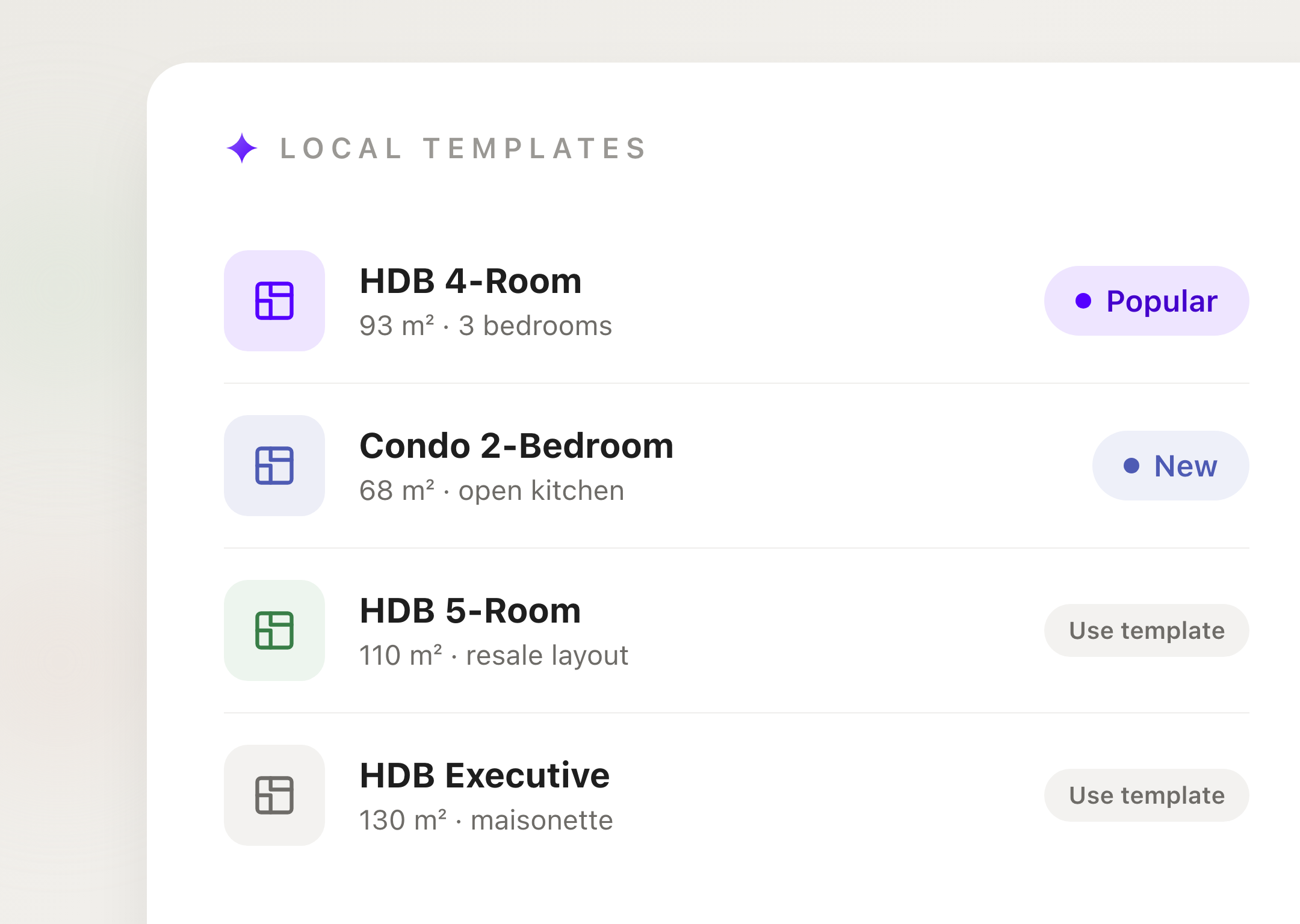 Local templates